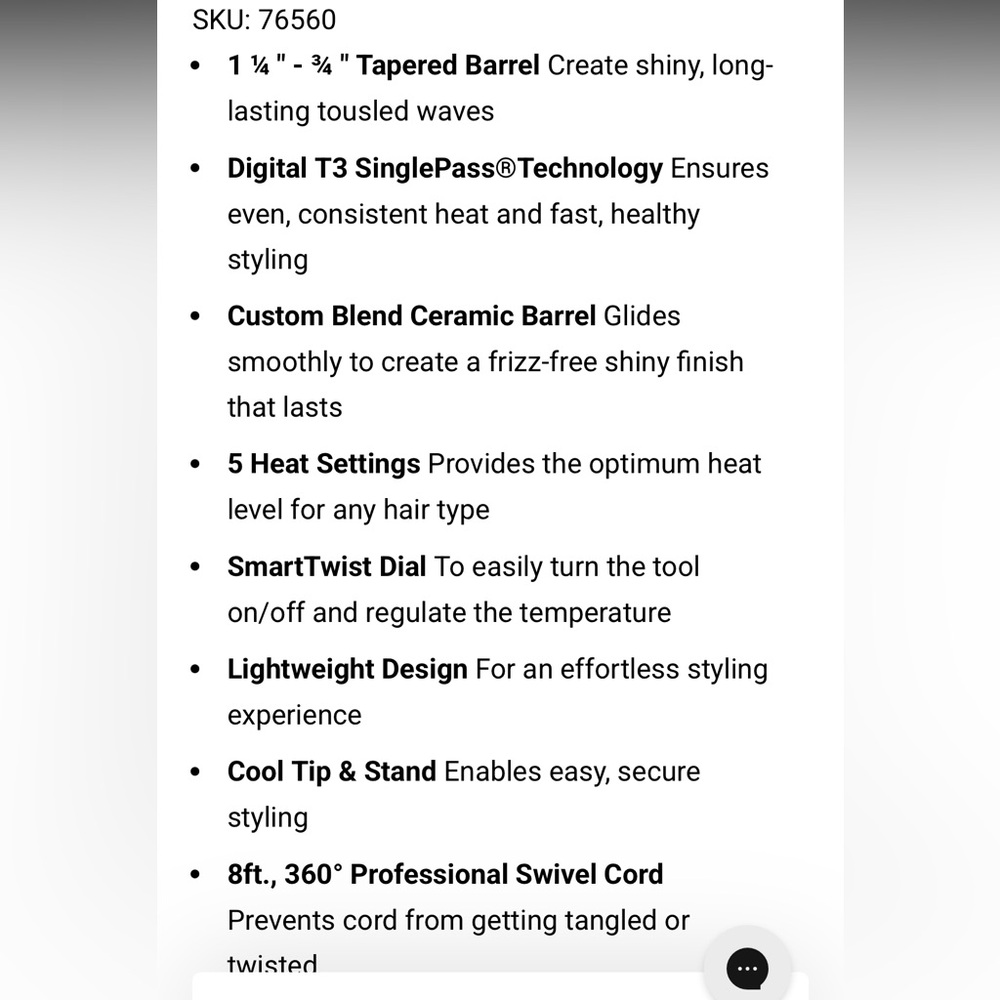 T3 SinglePass Curling Wand - Picture 4 of 9